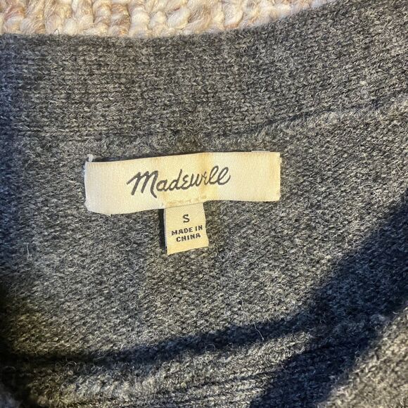 Madewell Womens Long Sleeve Sweater Dress Size S Gray Wool Button Quiet Luxury - Picture 4 of 8